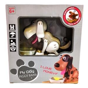 My Dog Piggy Bank Robotic Coin Money Munching Electronic White NEW IN BOX